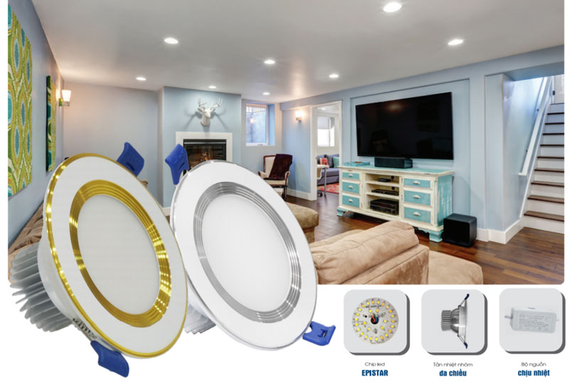 Đèn Led âm trần TLC chống chói tản nhiệt dày