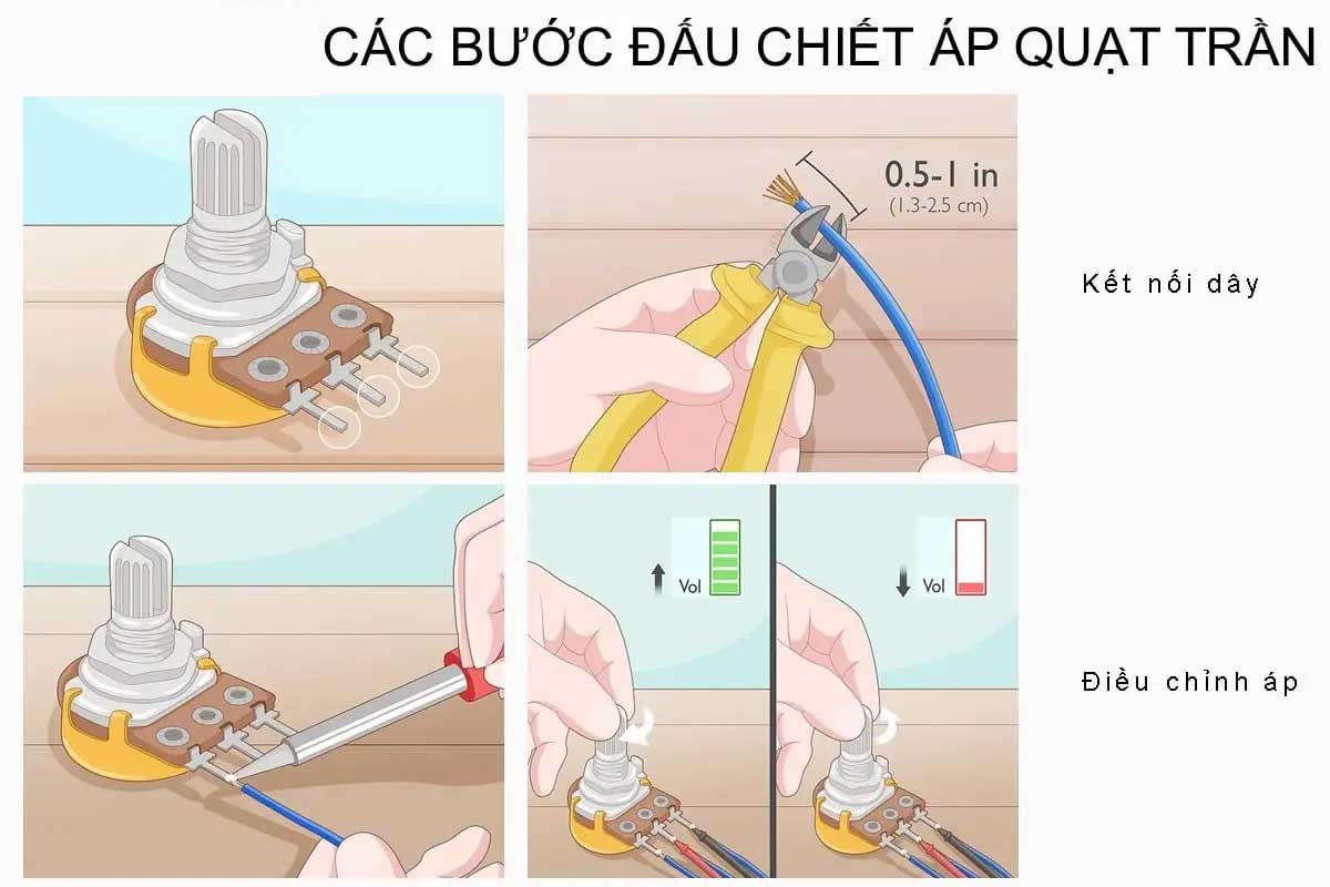 Các bước đấu chiết áp quạt trần