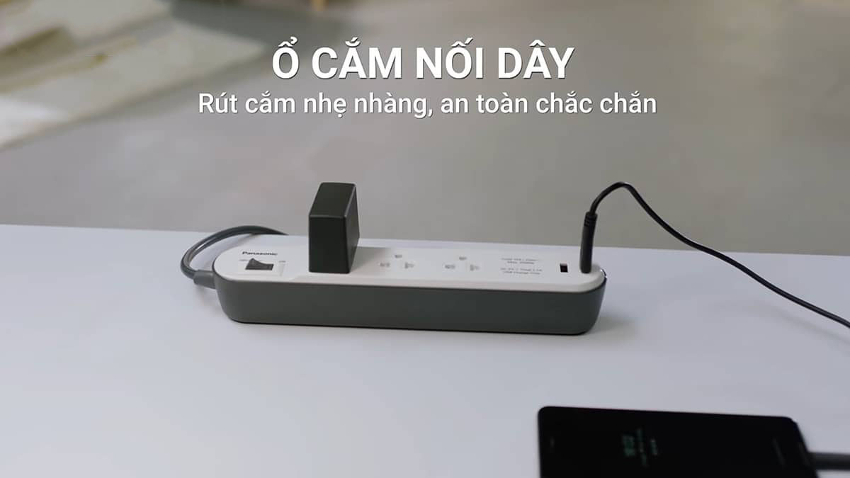 Ổ cắm điện nối dài Panasonic có thiết kế trang nhã, hiện đại