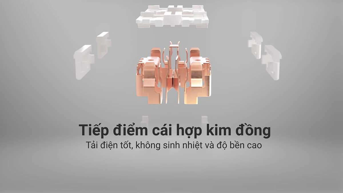 Ổ cắm nối dài Panasonic với tiếp điểm cái được làm bằng hợp kim đồng giúp tải điện tốt không sinh ra nhiệt trong quá trình hoạt động